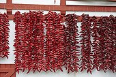 Espelette peppers drying on front - Basque Country France 