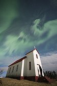 Aurora borealis and chapel - Iceland 