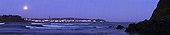 Moonset over Douarnenez - Brittany France  ; Panorama of 17 photos