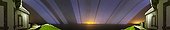 Faisceaux de la maison-phare du Millier - Bretagne France ; 360° Une maison-phare est érigée à la Pointe du Millier. Ses faisceaux lumineux ne tournent pas, mais clignotent. Ils se propagent dans l'atmosphère en de larges pinceaux lumineux.