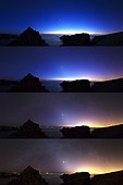 Zodiacal light on the island of Houat - Brittany France  ; 10 minutes in 10 minutes, the appearance of the sky changes considerably. In discrete beginning, stars are increasingly visible as the ark that appear in the Milky Way and paler glow of the zodiacal light Venus nearby that hosts the Pleiades.