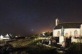 Zodiacal Light and Church Hœdic - Brittany France ; Despite the lights that illuminate the town of Hoëdic, the zodiacal light is visible around Venus, in the Milky Way. 