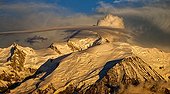 Storm clouds at sunset on the Mont Blanc Massif - France ; Summer Storm in the evening, seen from the Upper Giffre (Desert Platé)