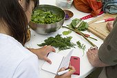 Taking notes during stage "wild edible plants" France ; Guy Lalière, naturopath botanist<br>