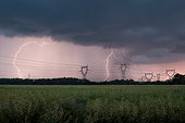 Storms near the thermal plant of Bayet - France ; June 10, 2015 