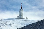 The Observatory of the summit of Mont Ventoux in winter - France