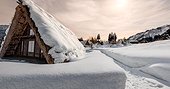Village of Shirakawa-go in winter - Japan Alps Japan ; Historic Villages of Shirakawa-go and Gokayama