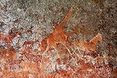 San rock paintings - Cave Nswatugi Matobos Zimbabwe  ; Matobos Hills are full of rocks paintings made by the San, some 16 000 years ago like those ones in the Nswatugi cave. It is also a national park since 1926 and it is also part of the world heritage list of the UNESCO since 2003. 