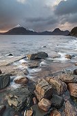 Loch Scavaig and Cuillins of Skye - Hebrides Scotland  ; Black Cuillins seen from the rocky coast of the village of Elgol on the Isle of Skye
