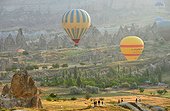 Turkey. Ballooning in Cappadocia. Every morning or so, around one hundred balloons are taking off near Goreme for one hour flight upon the best places of Cappadocia.