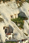Turkey. Cappadocia. Goreme. The village of Goreme, capitale of the tourism in Cappadocia, has been built in the middle of fairychimneys and half of the houses and hotels ate still troglodytes.