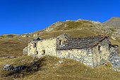 The hamlet of Chavière in Haute Maurienne, Termignon hamlet above, the road of Plan du Lake Alps France