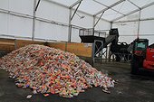 Food waste. Recycling of expired sandwiches from a large shop. Veolia plant. Grange (71), France