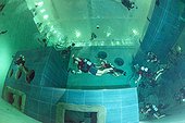Y-40, the world's deepest pool, measuring 21 X 18m on the surface with 4300 cubic meters of spa water maintained at a constant temperature of 32-34°C, offers diving enthusiasts the freedom to dive and swim without a wetsuit. With a maximum depth of 40m, Y-40 has various intermediate depths of caves for technical underwater diving. The massive-sized pool supports a wide range of activities all year long. From beginner scuba diving training to professional diving for experts, and photo sessions for photographer and film producers. The swimming pool is situated in Montegrotto Terme, a small town in Italy.