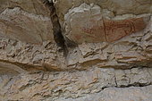 Cave paintings from the Bronze Age under a rock shelter, Saint Jean d'Arvey, Mont Peney, Savoie, France