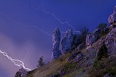 Thunderstorm, Jurassic rocks, Franconia, Bavaria, Germany