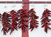 Traditional drying of chilli pepper, Espelette pepper, Espelette, Basque Country, France