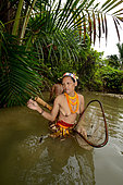 Fishing women Mentawai Siberut island. Sumatra, Indonesia