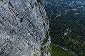 Climbing, Gorges du Verdon Natural Park, Alpes Haute Provence, France, Europe