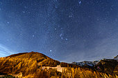 Starry winter sky above Queyras, Molines en Queyras region, Hautes-Alpes, France