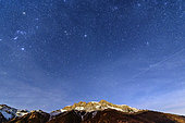 Starry winter sky above Queyras, Molines en Queyras region, Hautes-Alpes, France