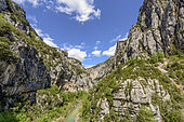 Landscape of the bottom of the Verdon Gorge, along the path of the Imbut, the wildest area of the canyon, The Verdon Gorge, Prealps, France