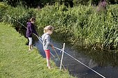 Fishing with small fish in the Marais Vernier at the Grand-Mare in the Regional Natural Park of the Loops of the Norman Seine, Normandy, France