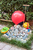 Decoration on the theme of the sea in a garden, summer, Pas de Calais, France