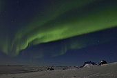 Aurora borealis over Unarteq, Greenland, February 2016