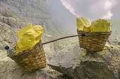 Indonesia, Java Island, East Java province, Kawah Ijen volcano, sulfur baskets