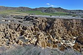 Las Aguarales : Formation géologique provoquée par la percolation de l'eau à travers les argiles durant 25 millions d'années, Valpalmas, Aragon, Espagne