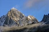 The Aiguille Verte and the Drus in autumn from Les Houches, Chamonix Valley, Haute Savoie, Alps, France