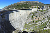 Castillon dam and its sundial on vault, Alpes de Haute-Provence, France