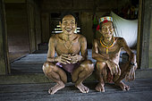 Amantari, 39 years old and his father, Pulau Siberut, Sumatra, Indonesia