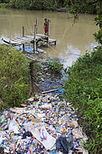 Waste into the river at Moara Siberut, Pulau Siberut, Sumatra, Indonesia