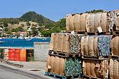 Recycling bales ready to be shipped, Les Saintes, Guadeloupe