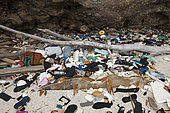 Plastic Waste washed up at shore, Christmas Island, Australia