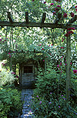 Pergola and garden shed. Floral garden of the Viaduct. France