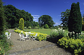 Garden park under a blue sky. Stevenson House, Scotland