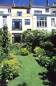 Garden courtyard, private garden, Belgium.