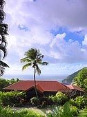 Villa of the botanical garden of Deshaies called Coluche villa, overlooking the beautiful bay of Deshaies and the Caribbean Sea. The villa can accommodate up to 10 people, it is rented, Guadeloupe