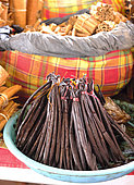 Vanilla pods and cinnamon sticks on a stall, Guadeloupe