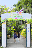 Entrance to the Botanical Garden Deshaies located in the town of Deshaies, Basse-Terre, Guadeloupe. Property of 7 hectares that belonged to different owners including Coluche who bought the property in 1979
