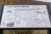 Information signs at mile 7, Denali Highway: from Paxson to Cantwell, Alaska, USA