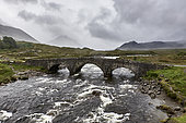Sligachan Bridge on Moorland river, Isle of Skye, Scotland, United-Kingdom
