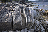Rocks showing glacial erosion, River Beaudoncourt, Nunavik, Quebec, Canada