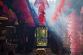 Incense rolls burning in a temple, Hong Kong City, China
