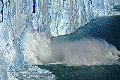 Detachment of ice. The Perito Moreno Glacier, Los Glaciares National Park. Argentine.