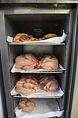 Organic poultry in a refrigerator ready for sale, Provence, France