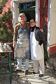 Martine Gilles and Jaap Wieman in front of their pottery factory, village of Brantes, Provence, France